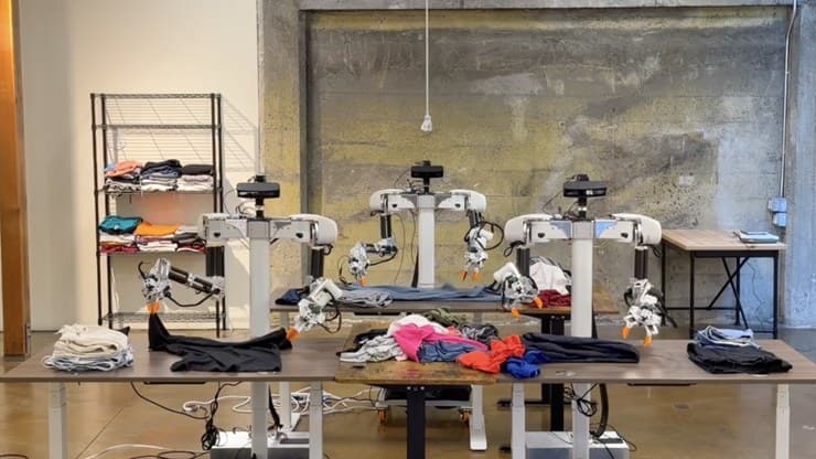Symbolbild: Roboter bei einer Haushaltsaufgabe, hier eine Faltstation für Wäsche (Quelle: Weave Robotics)