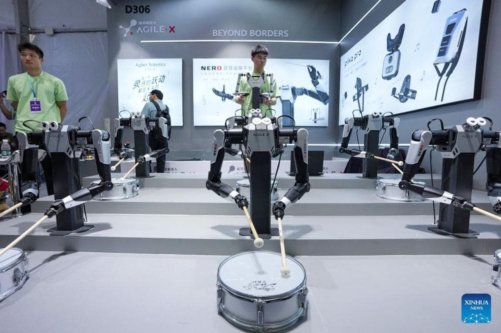 Tiangong beim 400-m-Lauf bei den World Humanoid Robot Games (Quelle: Xinhua)