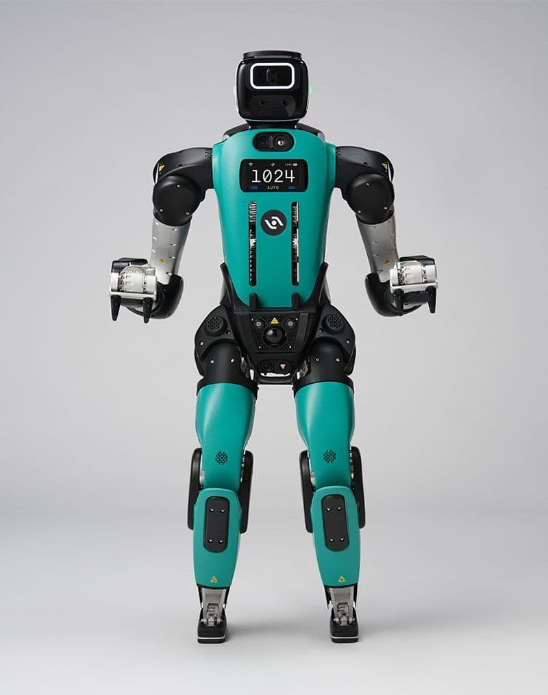 Der humanoide Roboter Digit von Agility Robotics in türkis-schwarzem Gehäuse (Quelle: Agility Robotics)
