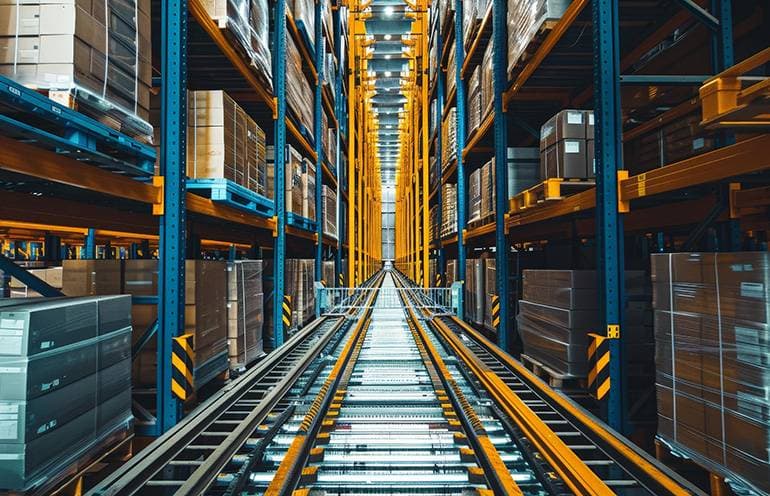 Automatisches Kleinteilelager: Shuttles fahren dicht an dicht durch die Regalgassen (Quelle: The Robot Report)