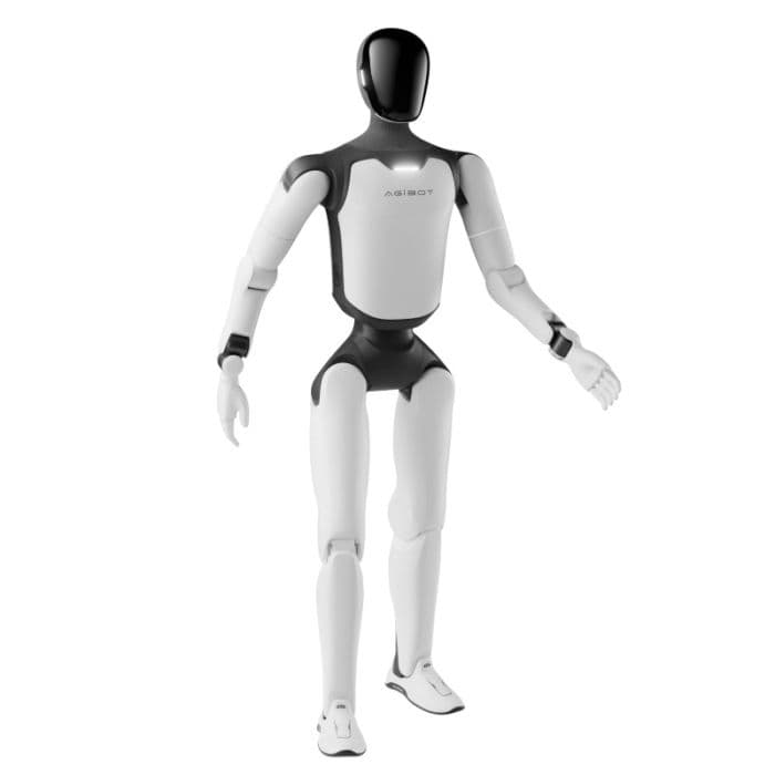 AgiBot A3, weißer humanoider Roboter mit AGIBOT-Schriftzug auf der Brust