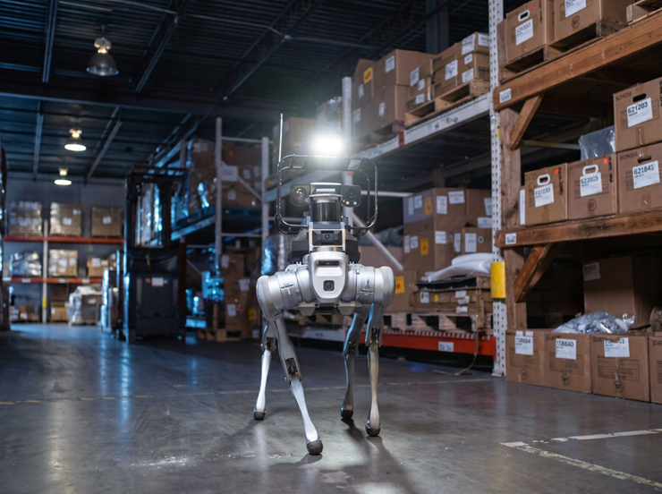 Vierbeiner im Lager: Roboterhunde inspizieren Regale und Gänge Quelle: Humanoid Robotics Technology