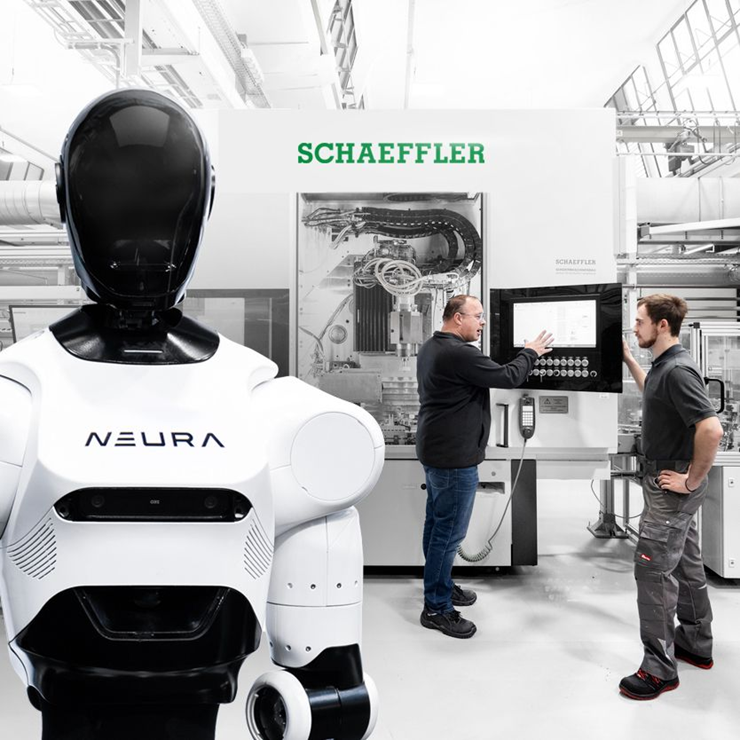 Kunde: Schaeffler setzt NEURA-Humanoide im eigenen Produktionsnetz ein und entwickelt gemeinsam Aktuatoren.